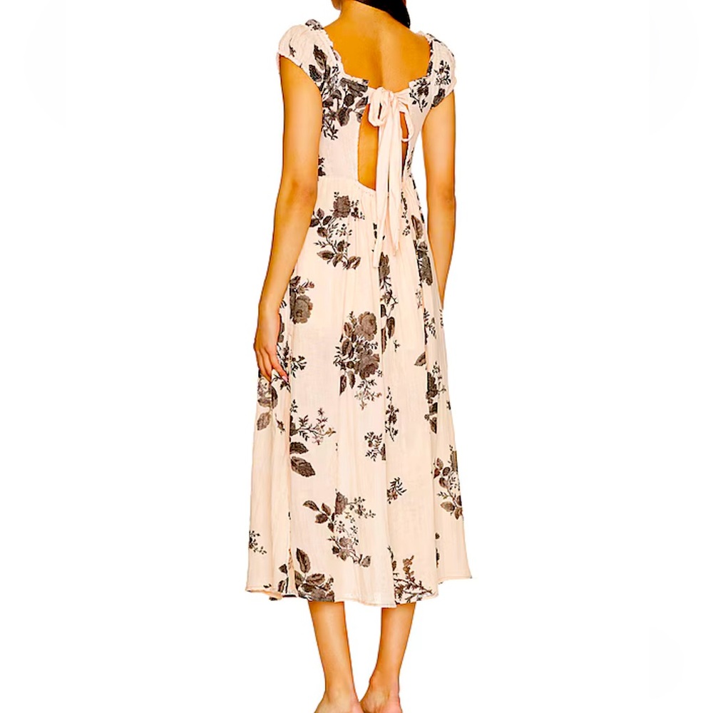 Free People Blush Pink Floral Tie-Back Maxi Dress